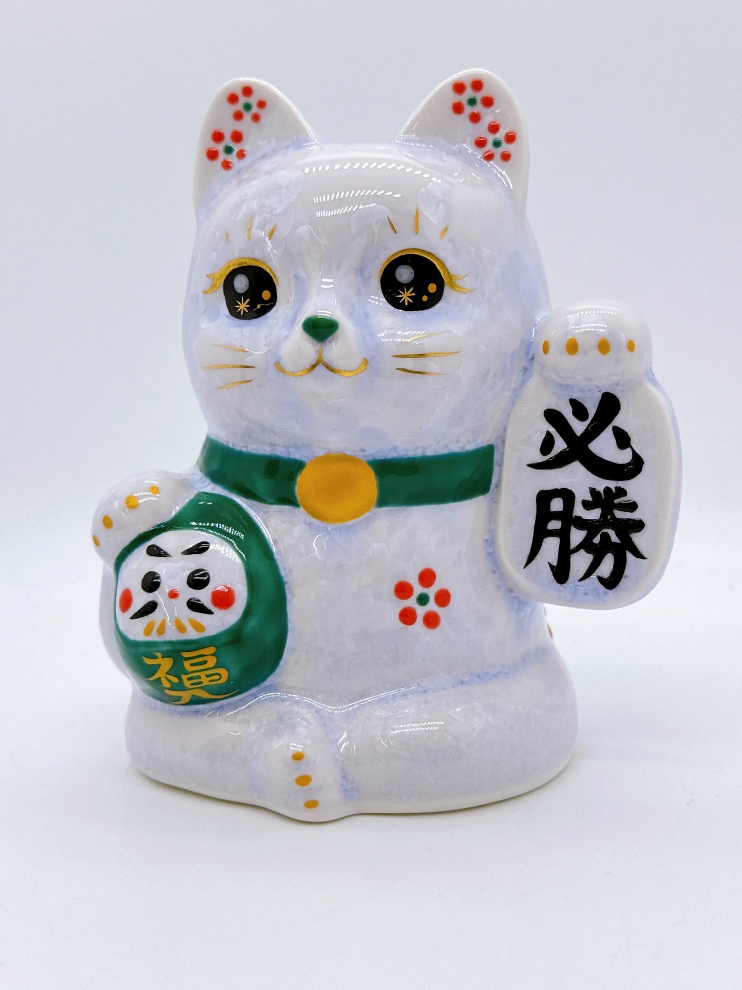 日本清水燒招財貓 達摩 花結晶 藤 必勝