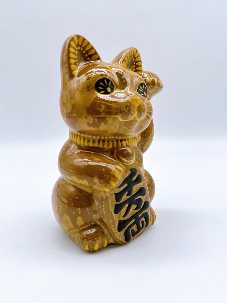 日本清水烧招财猫 古地朱茶 千万两 左