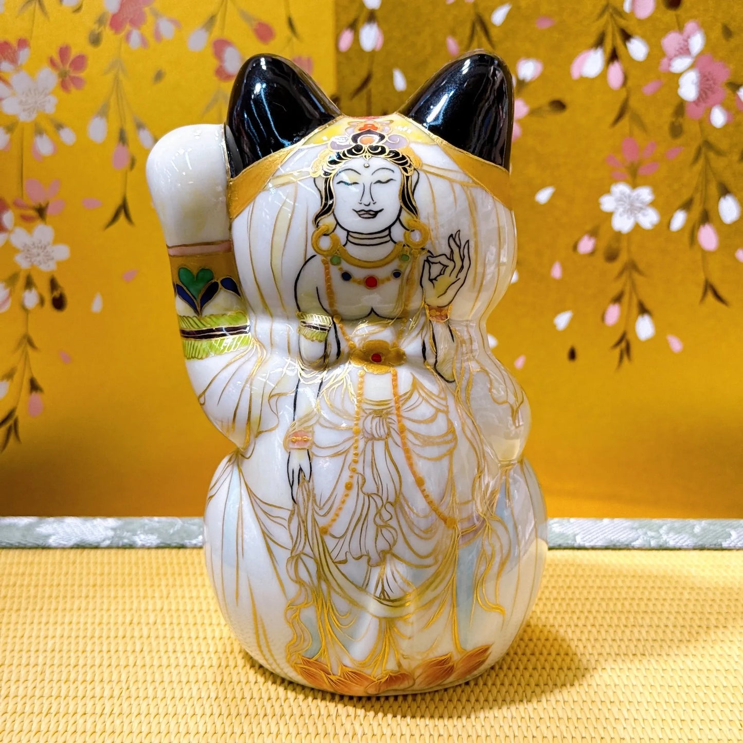 日本清水烧招财猫 仫绘 观音