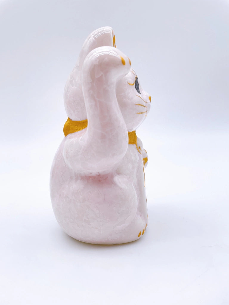 日本清水烧招财猫 花结晶 桃 爆数 特小