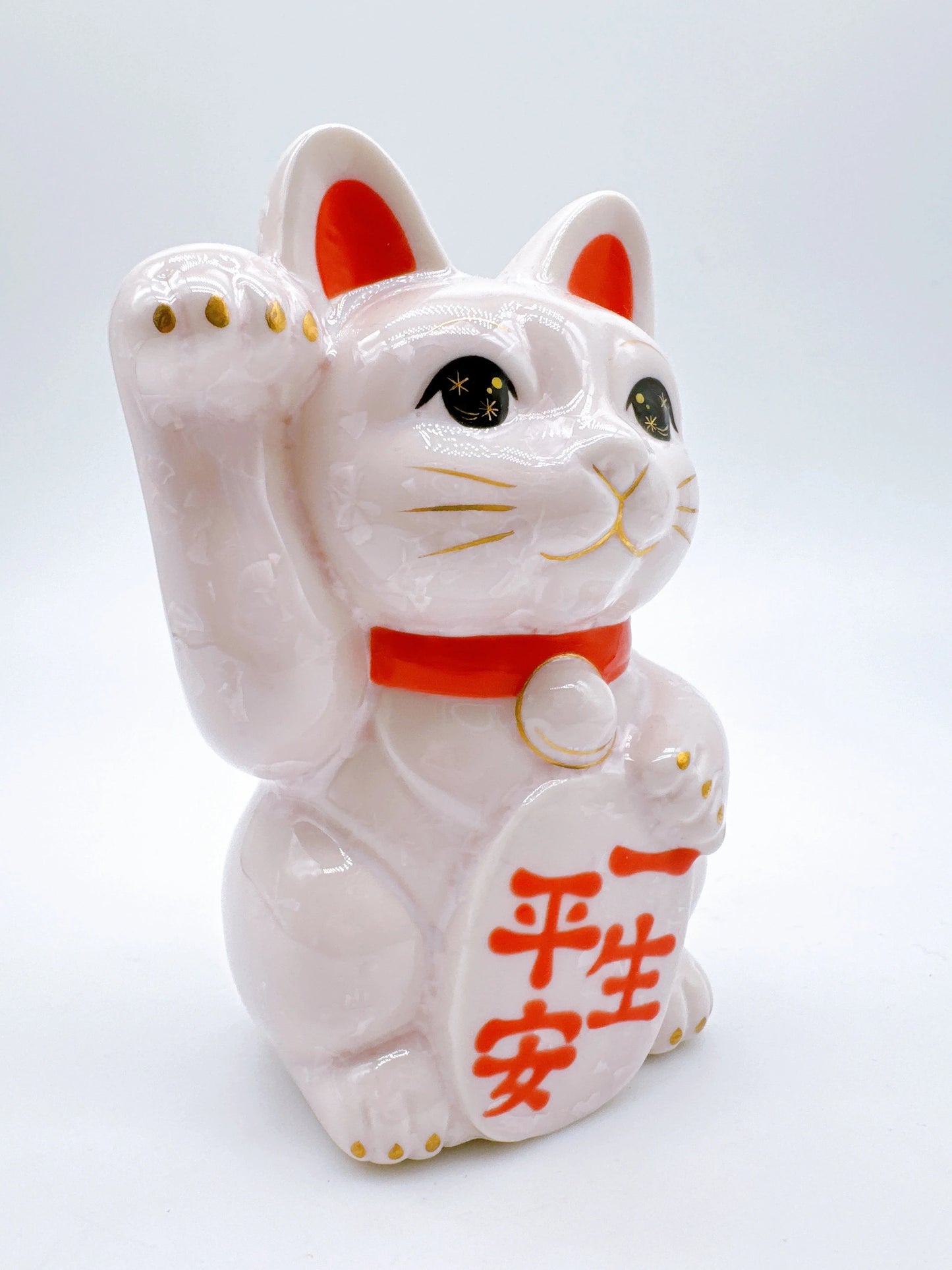 日本清水烧招财猫花结晶一生平安