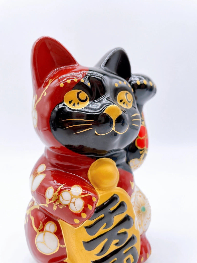 日本清水烧招财猫 黑X地梅