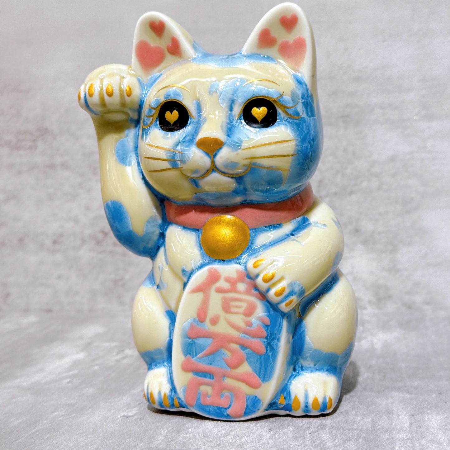 日本清水燒招財貓 花結晶 縹 億万両 右