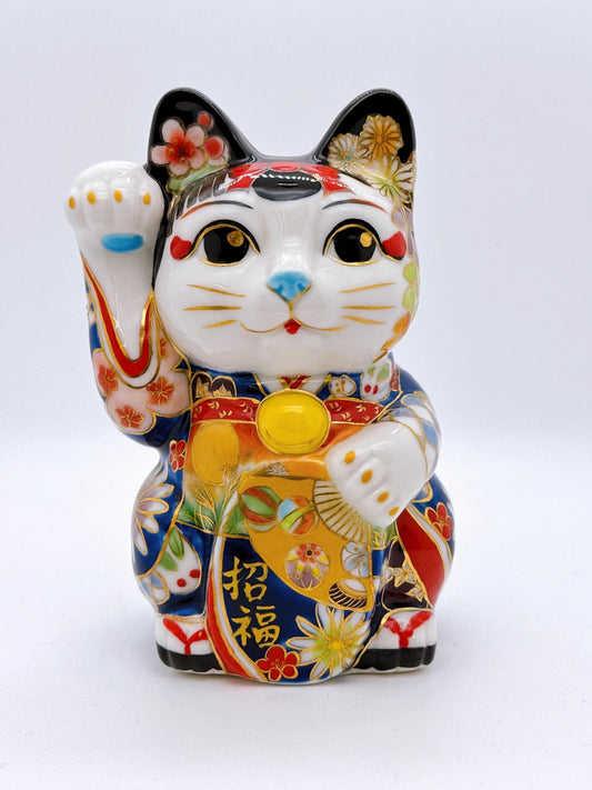 日本清水燒招財貓 色繪 舞妓 月兔