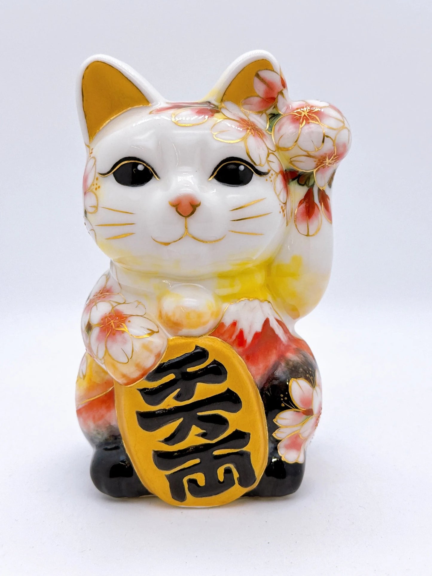 日本清水燒招財貓 色繪 日和富士櫻