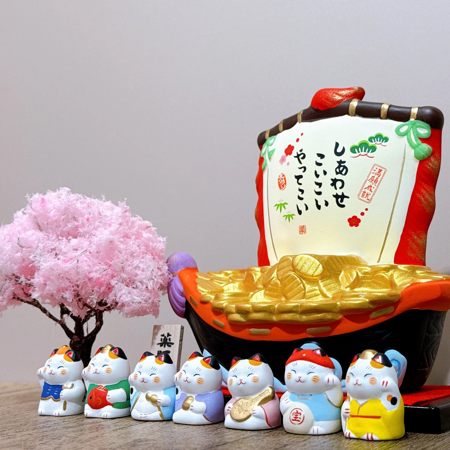 日本七福神金庫招財貓 寶船