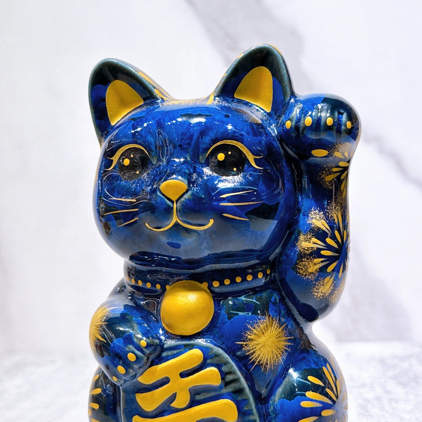 日本清水燒招財貓 青墨 花火 千万両