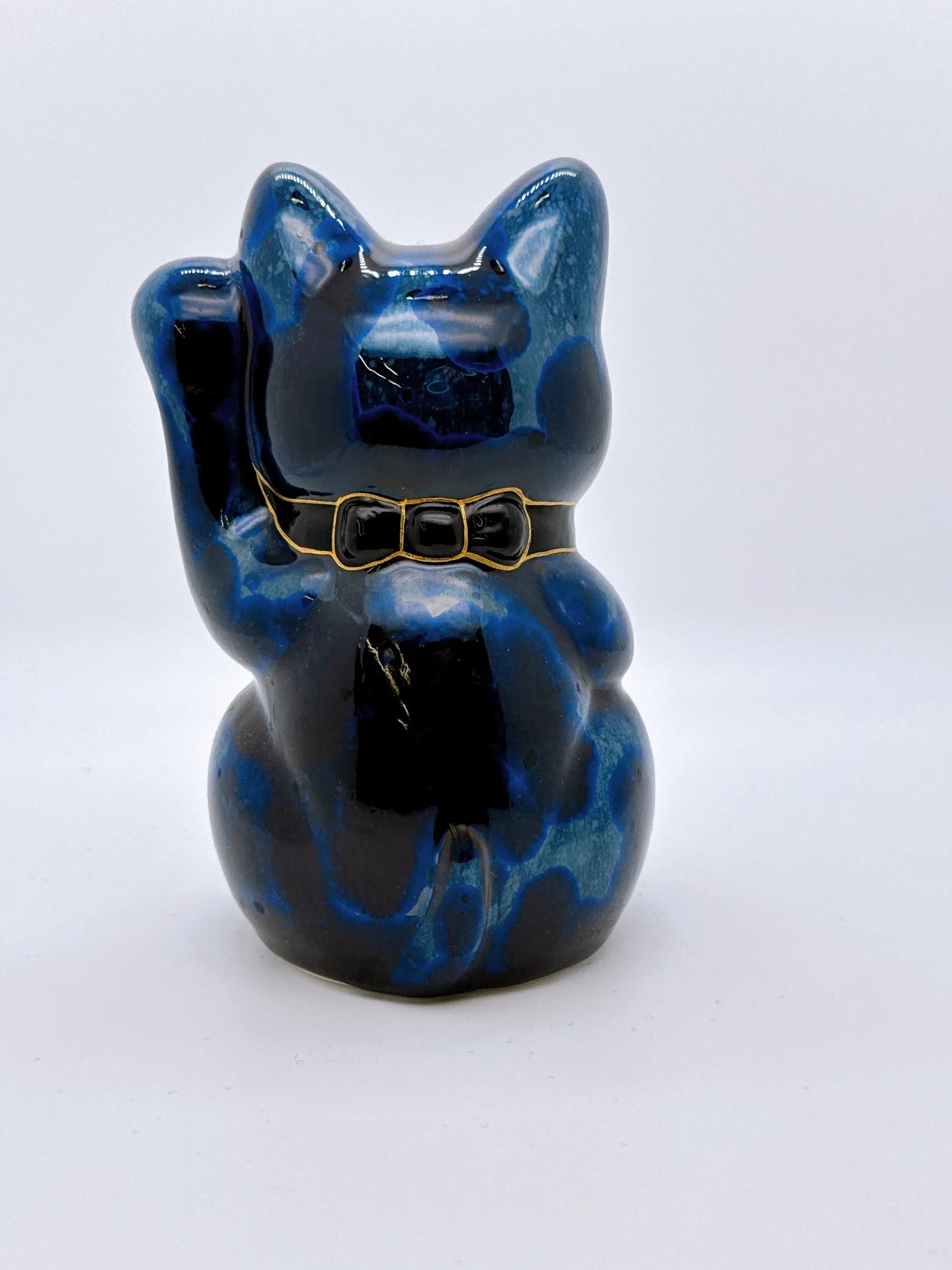 日本清水烧招财猫 青墨 钱币