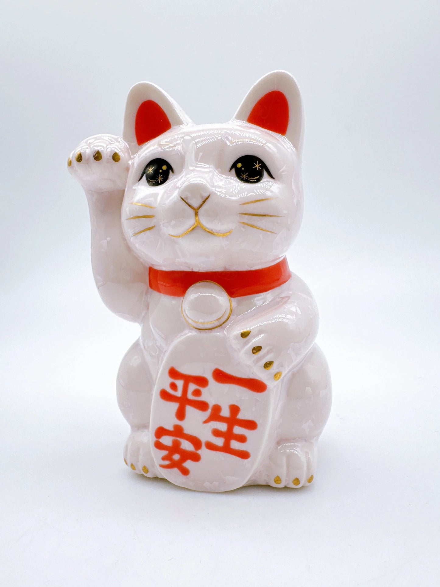 日本清水烧招财猫花结晶一生平安