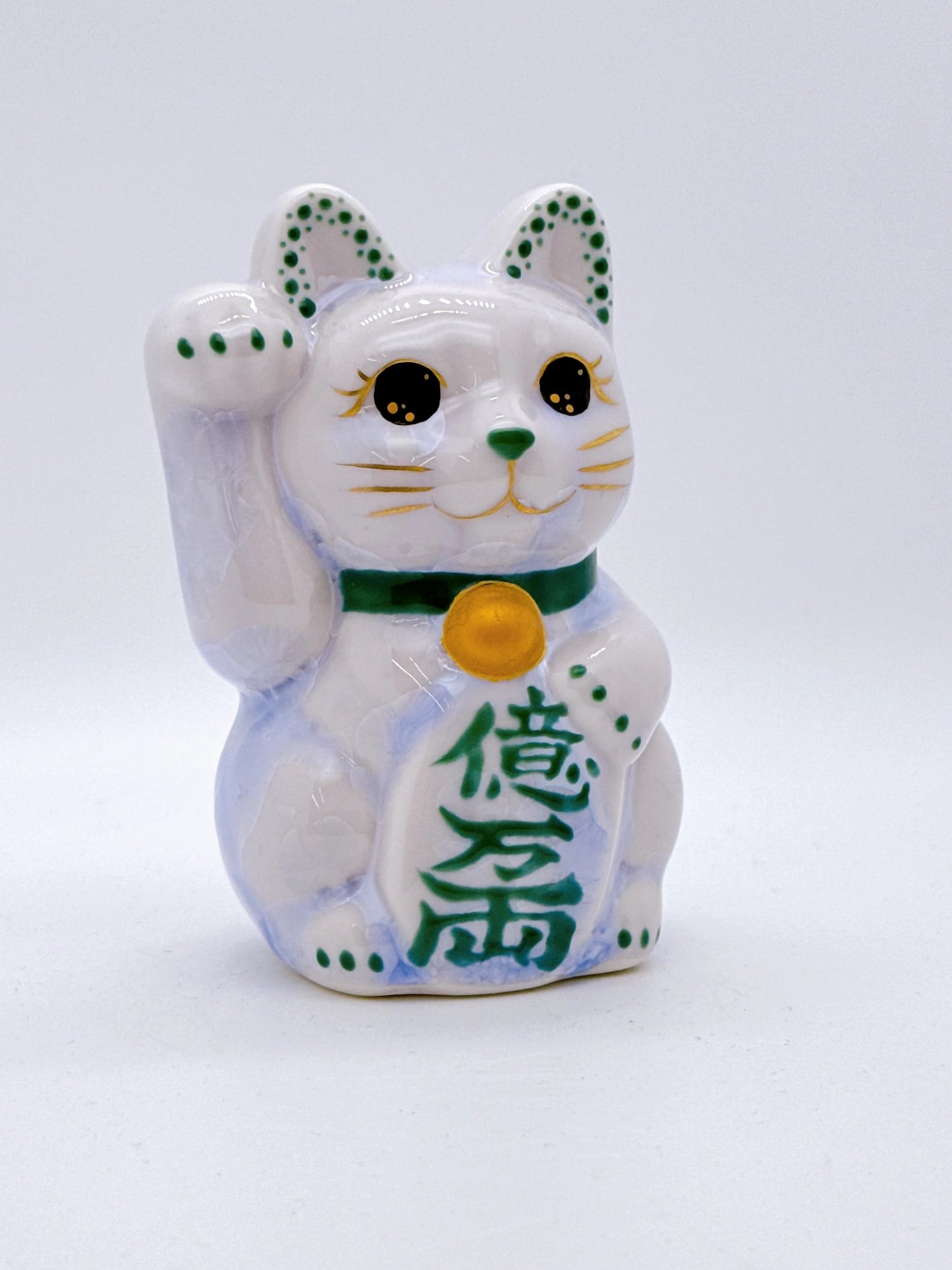 日本清水烧招财猫 花结晶 藤 亿万两 右 特小