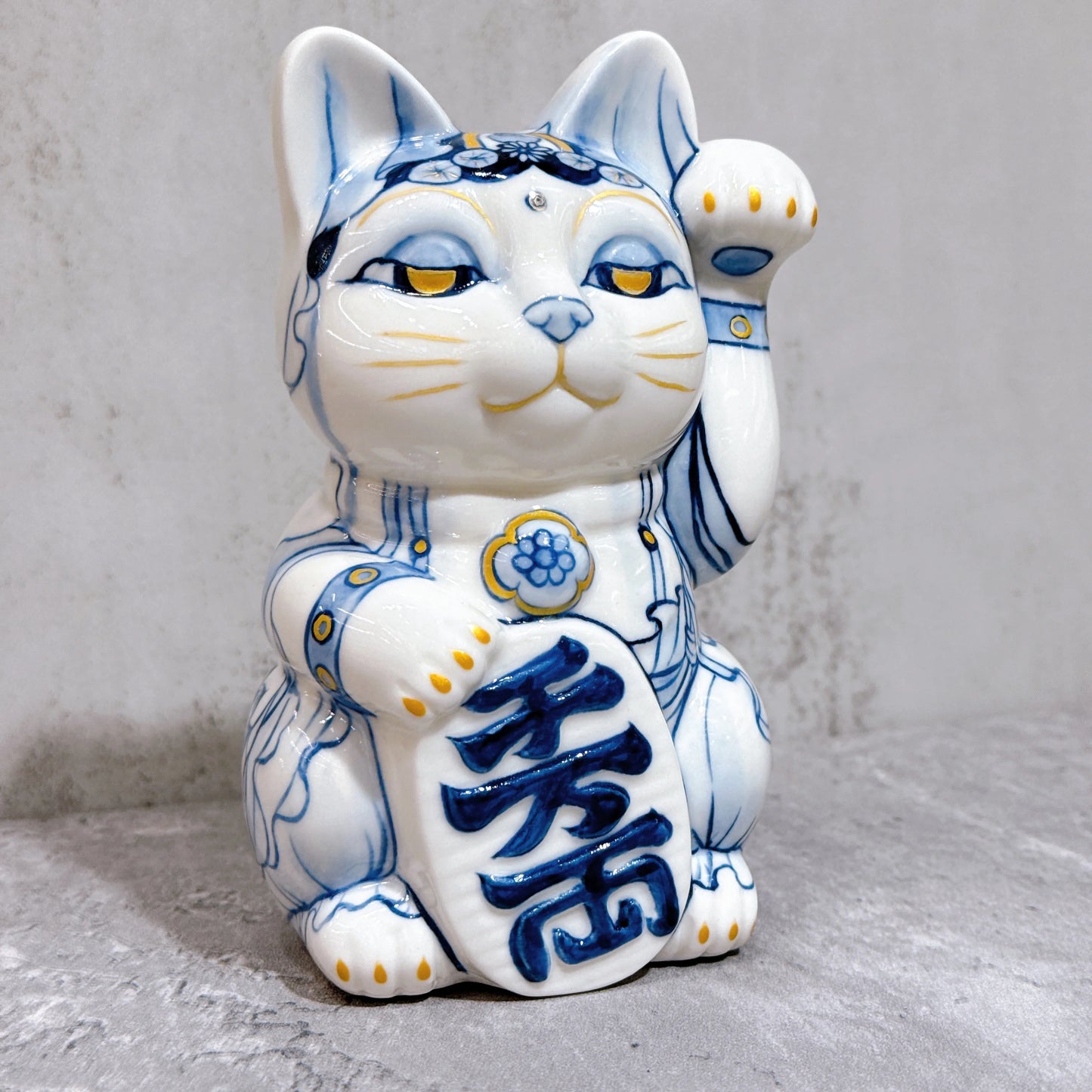日本清水燒招財貓 染付 觀音菩薩