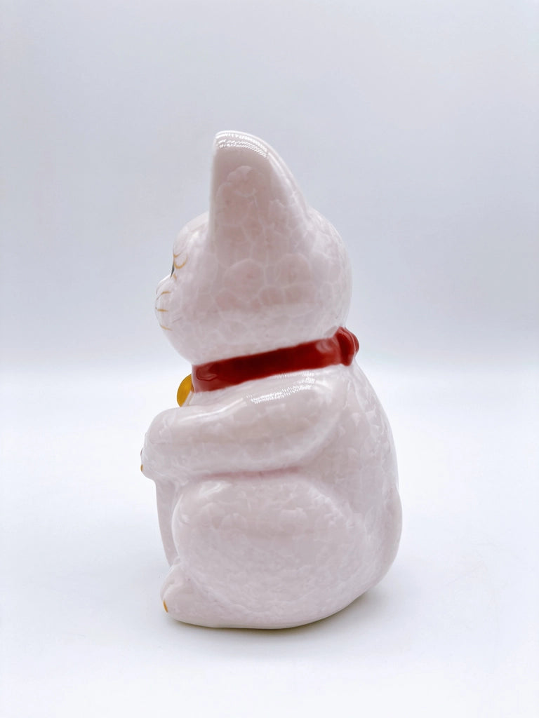 日本清水烧招财猫 花结晶 桃 亿万两 右