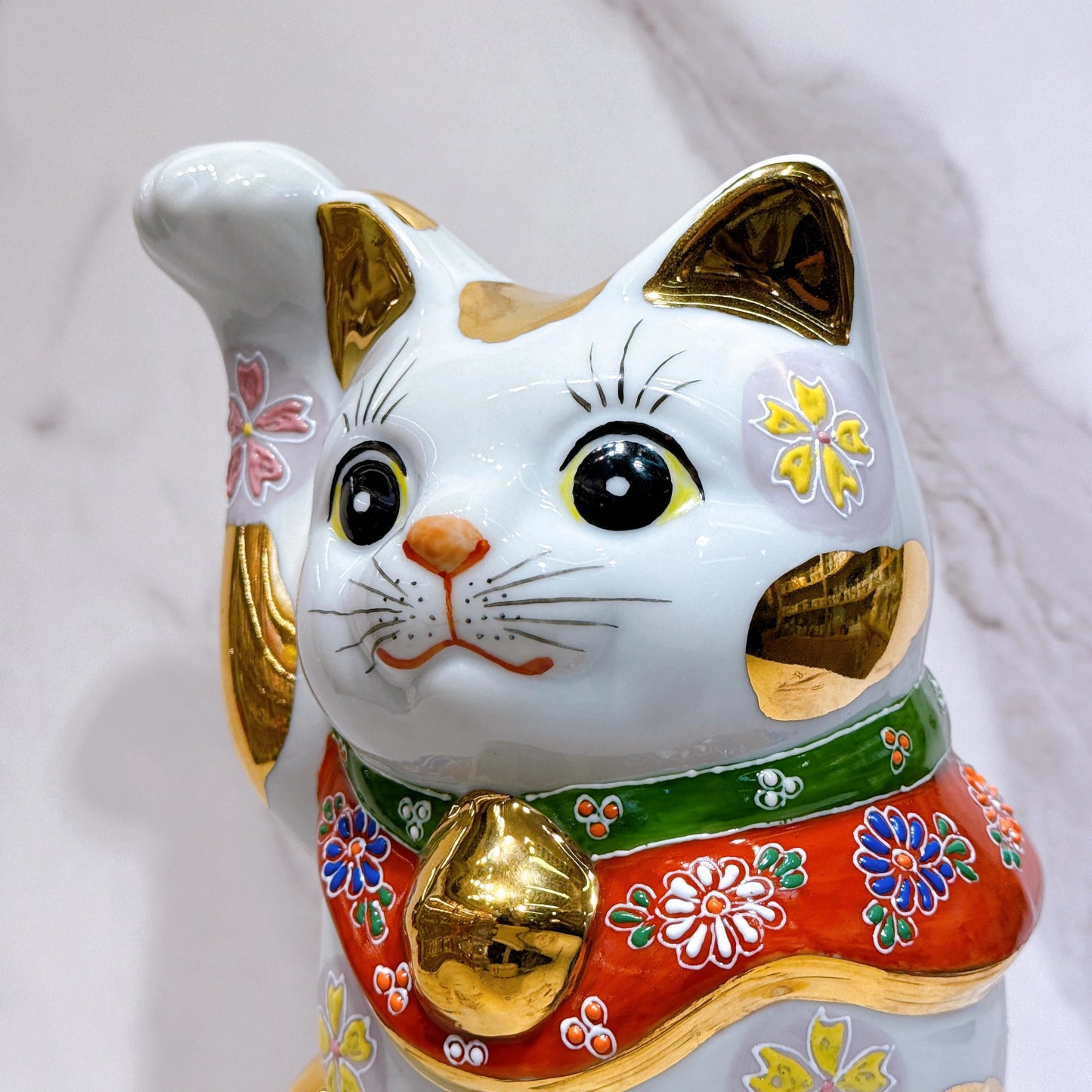 日本九谷燒招財貓 金櫻盛 8號