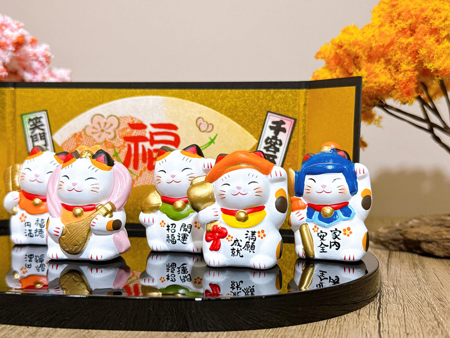 日本錦彩七福神招財貓 套裝 小號