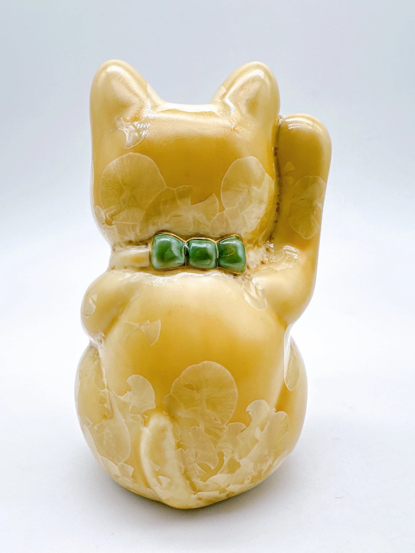 日本清水烧招财猫花结晶金花招福
