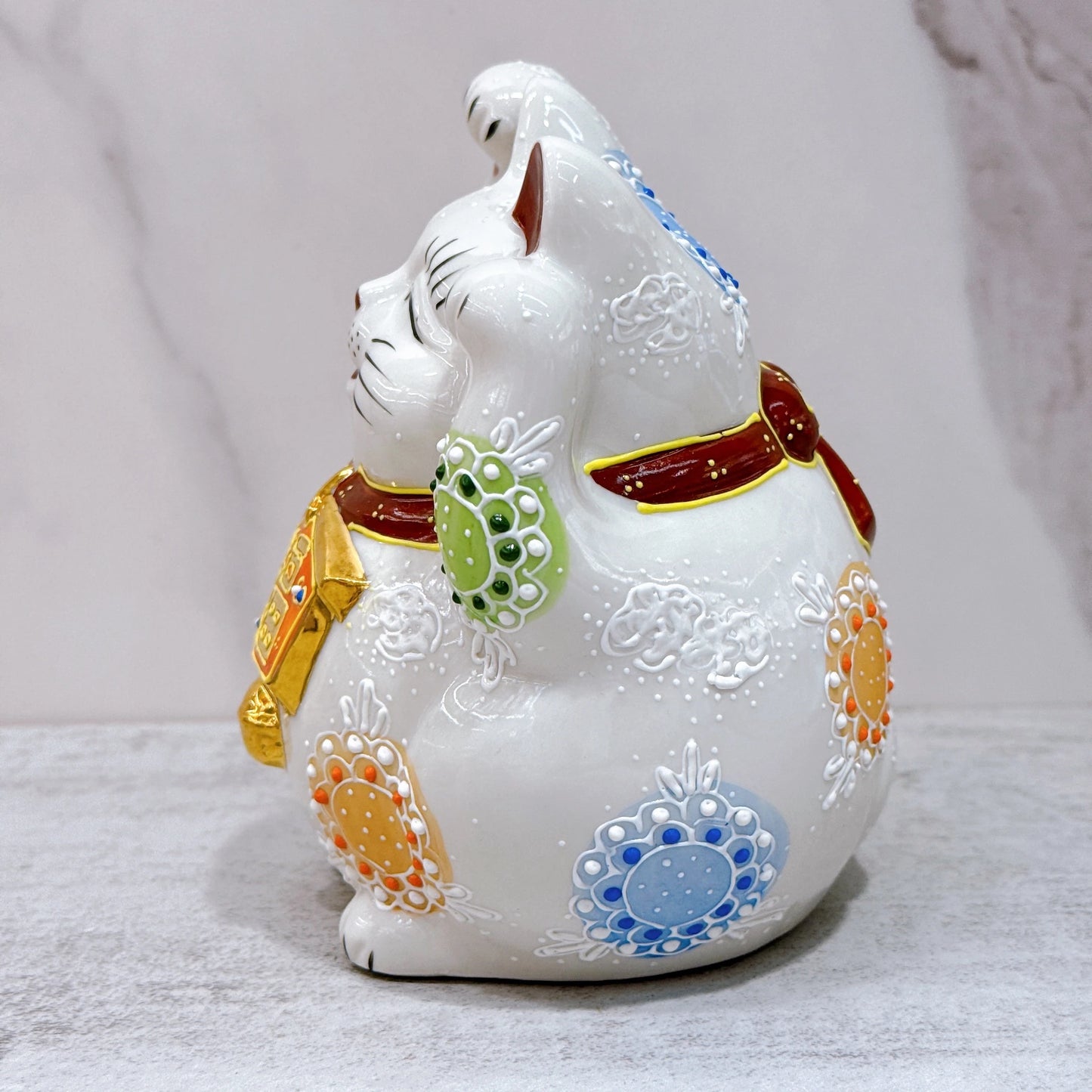 Japanese Kutani ware Lucky Cat Ema