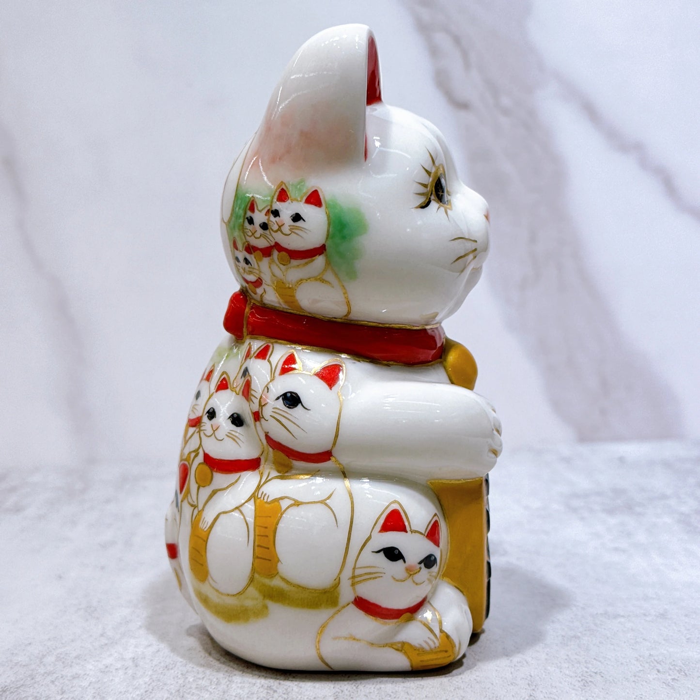 日本清水烧招财猫仫绘白地猫阵