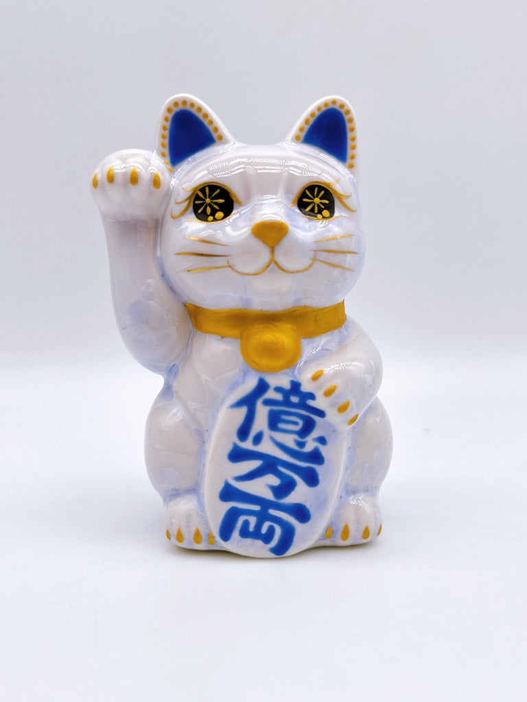 日本清水烧招财猫 花结晶 藤 亿万两 右