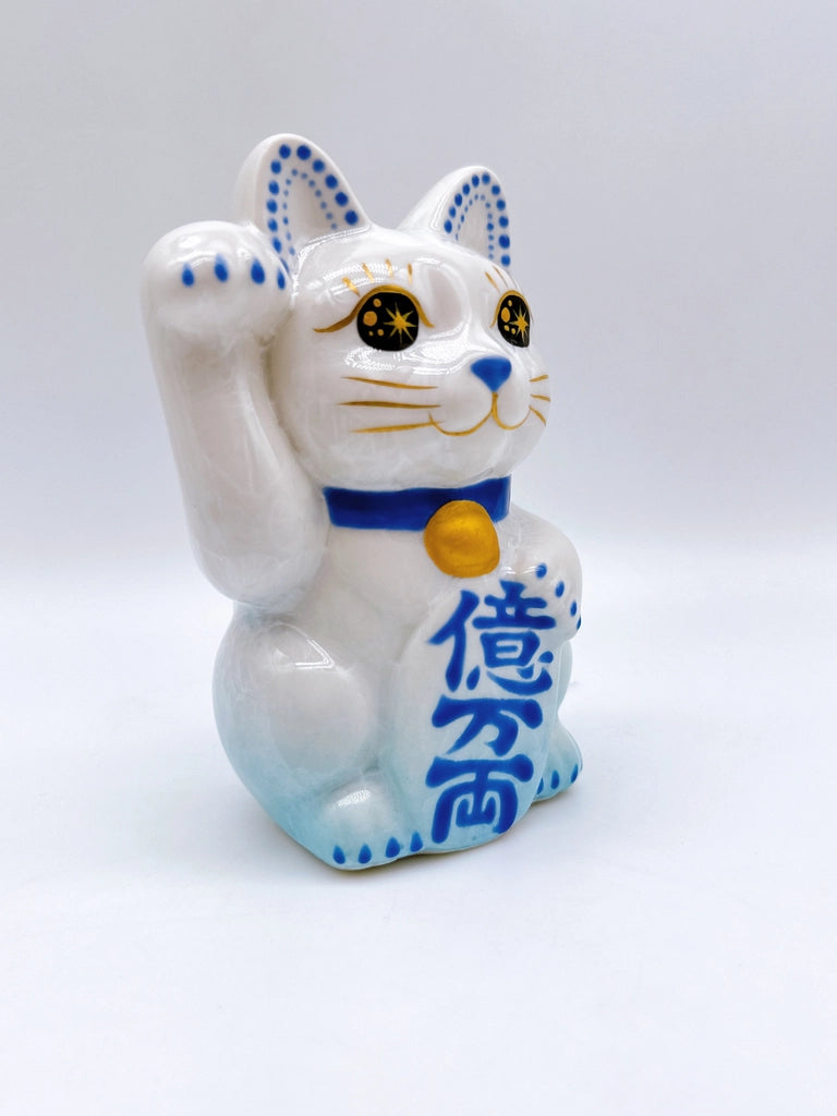 日本清水烧招财猫 花结晶 水色 亿万两 右