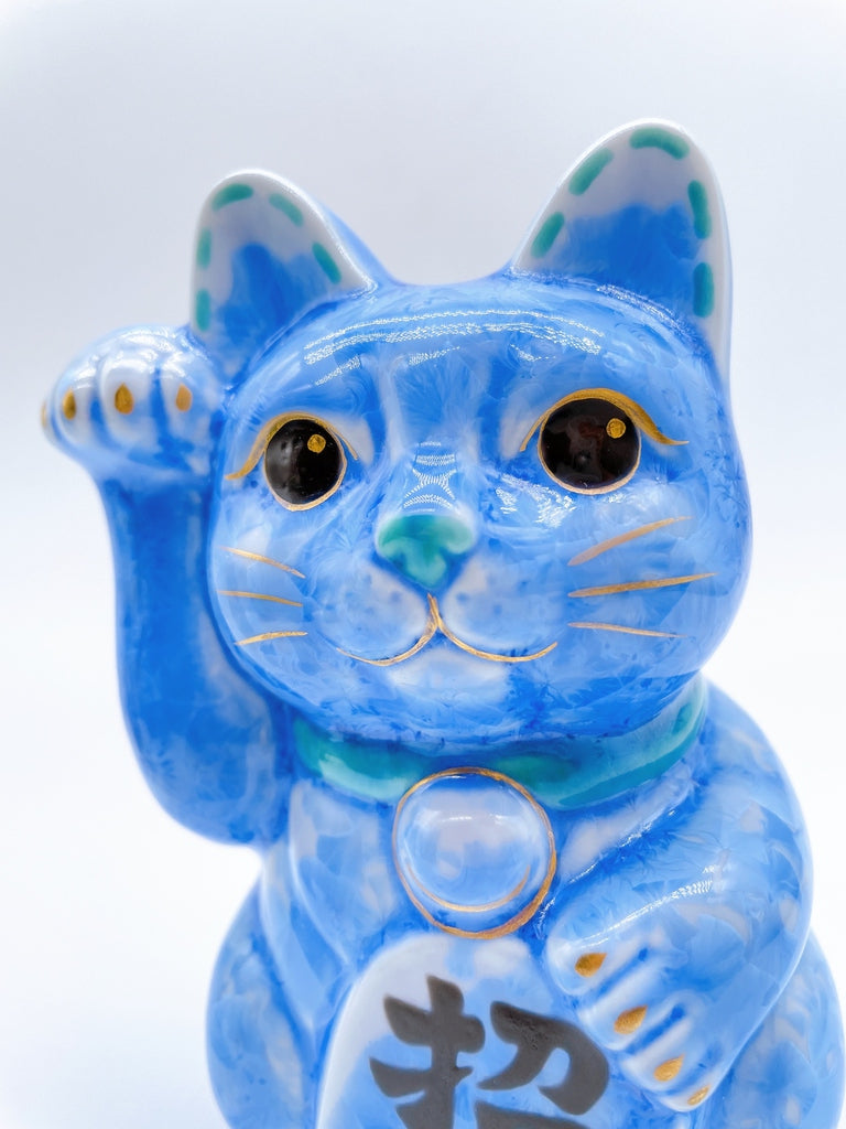 日本清水烧花结晶招财猫 青