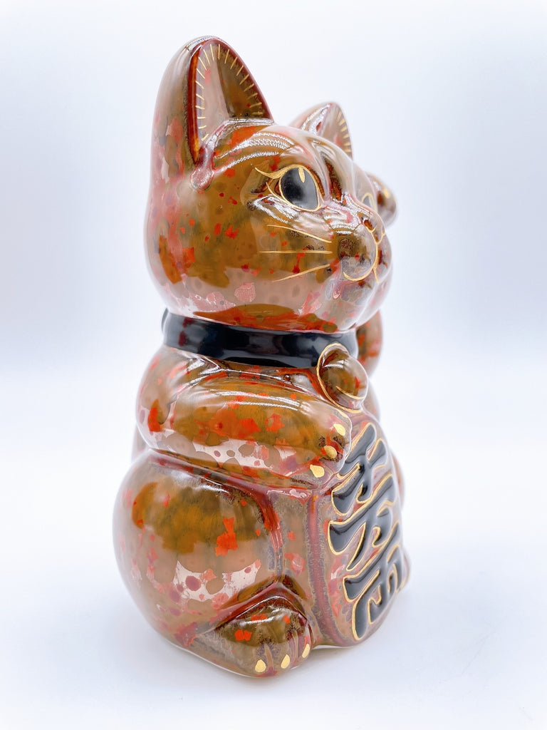 日本清水烧招财猫古色真朱