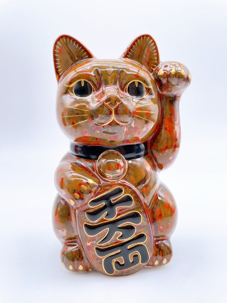 日本清水烧招财猫古色真朱