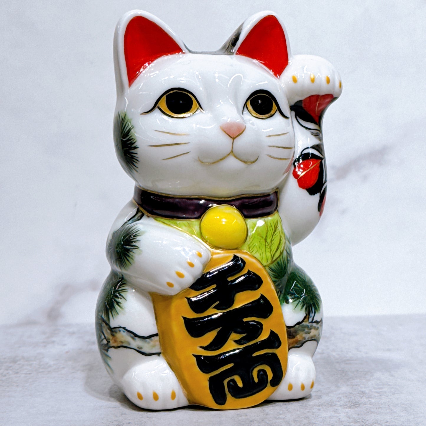 日本清水燒招財貓 色繪 鳳凰