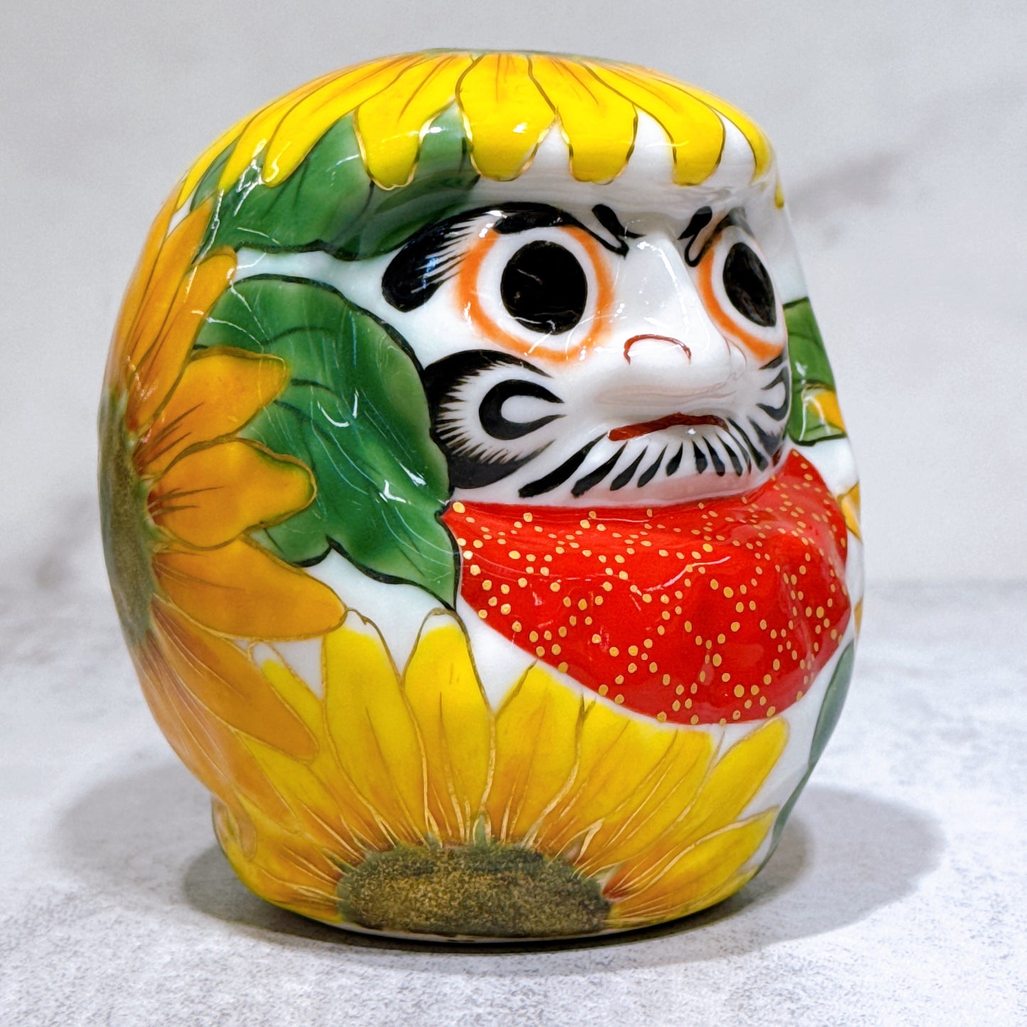 日本清水燒達摩 色繪 向日葵 小號