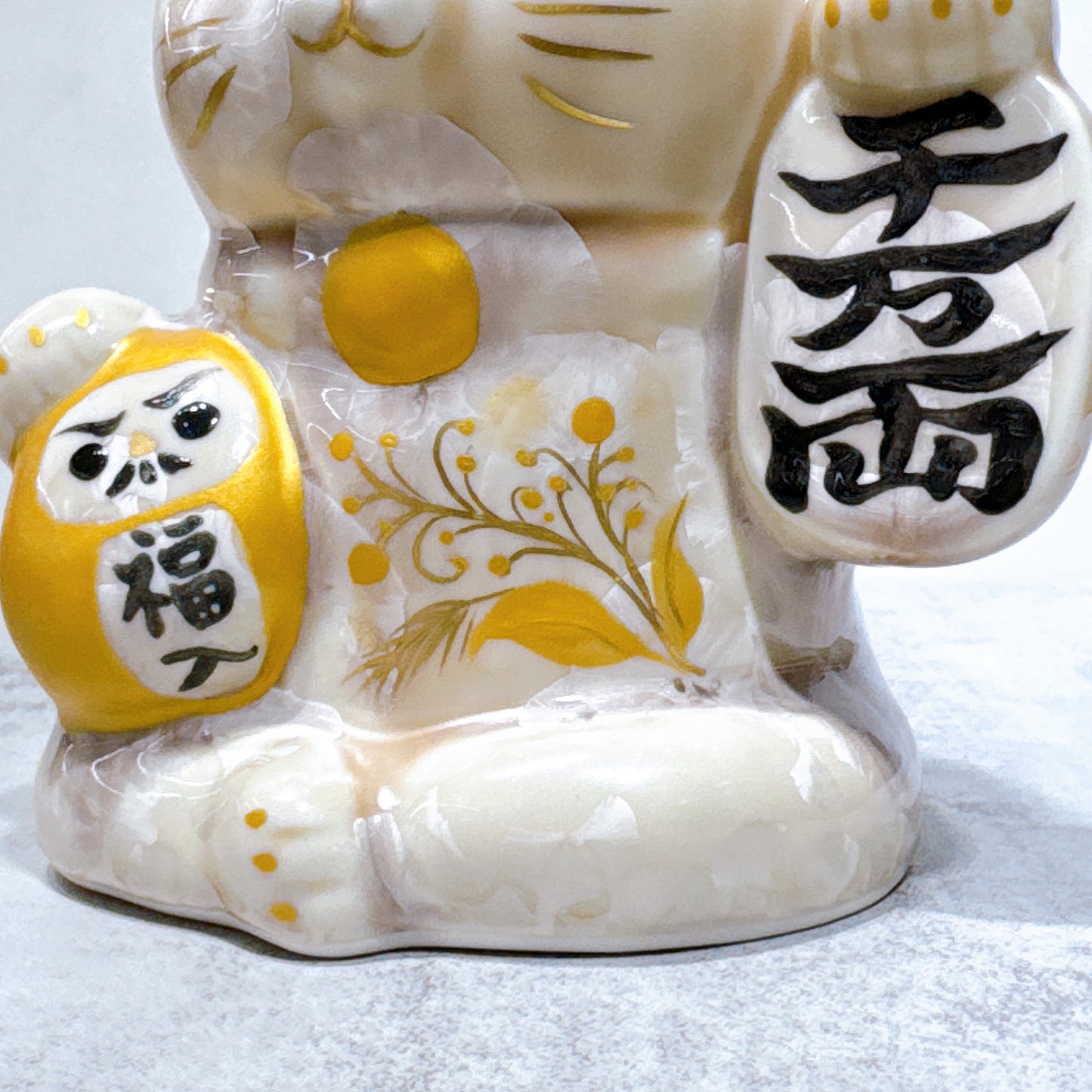 日本清水燒招財貓 達摩 花結晶 杏 体花