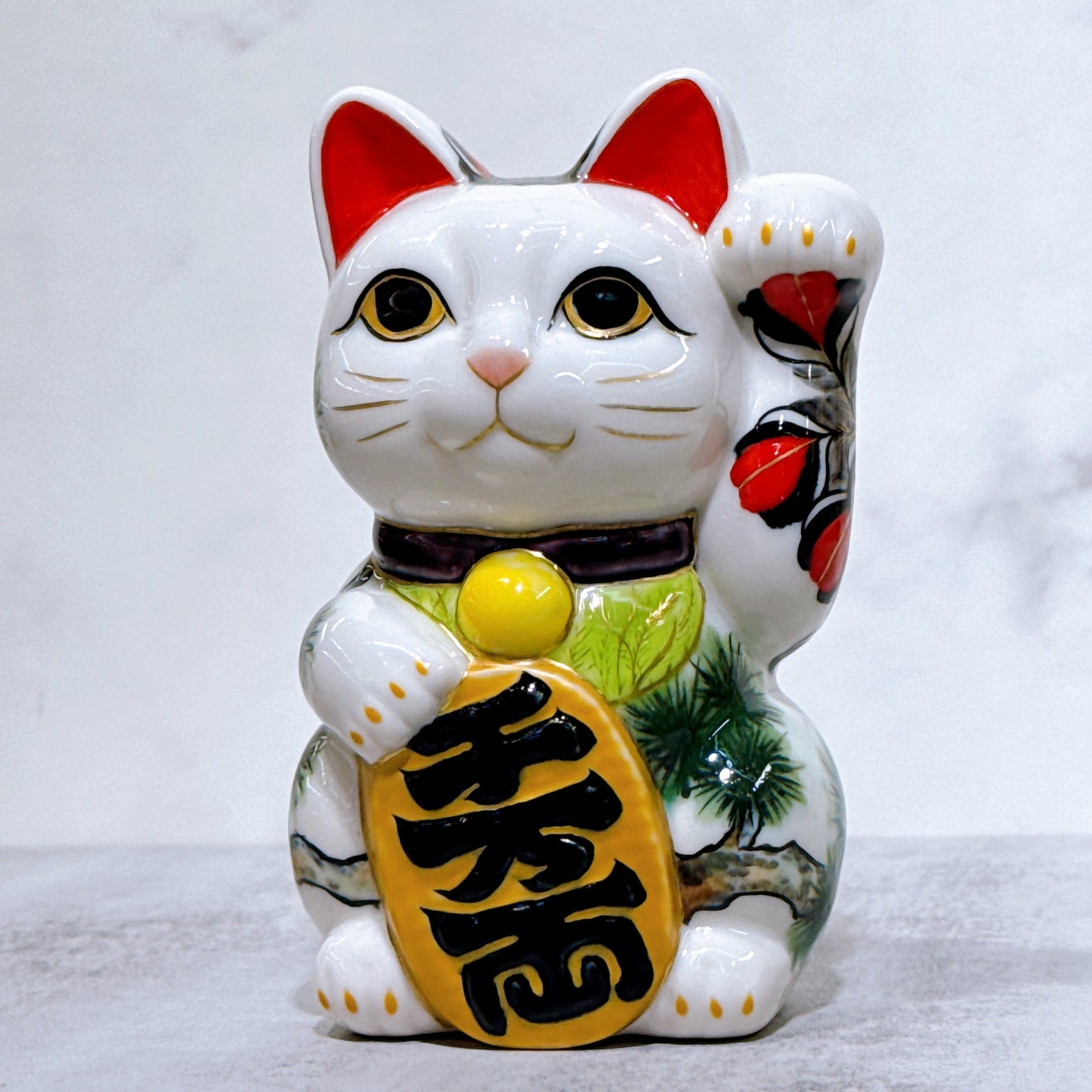 日本清水燒招財貓 色繪 鳳凰