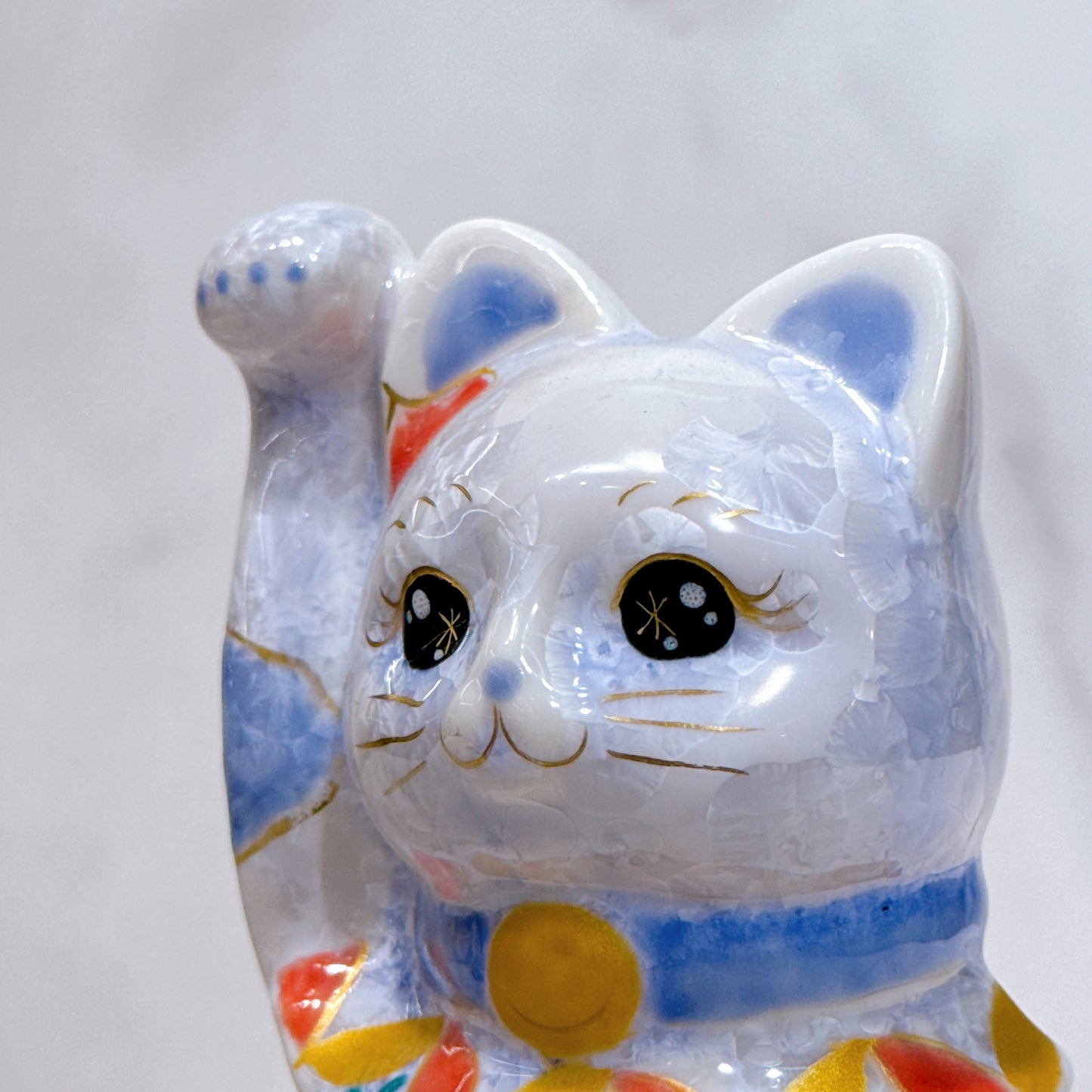 日本清水燒招財貓 花結晶 藤 体花