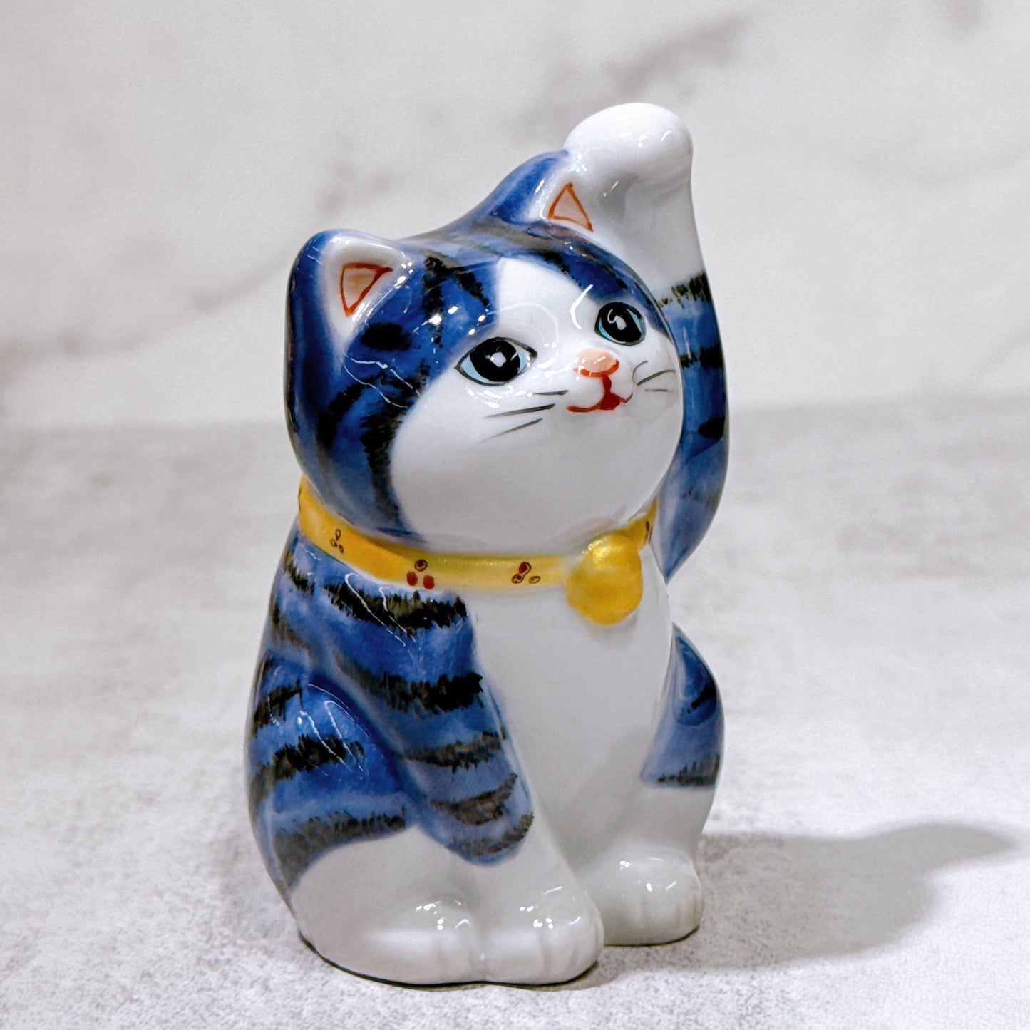 日本九谷燒招財貓 紫釉彩 3號