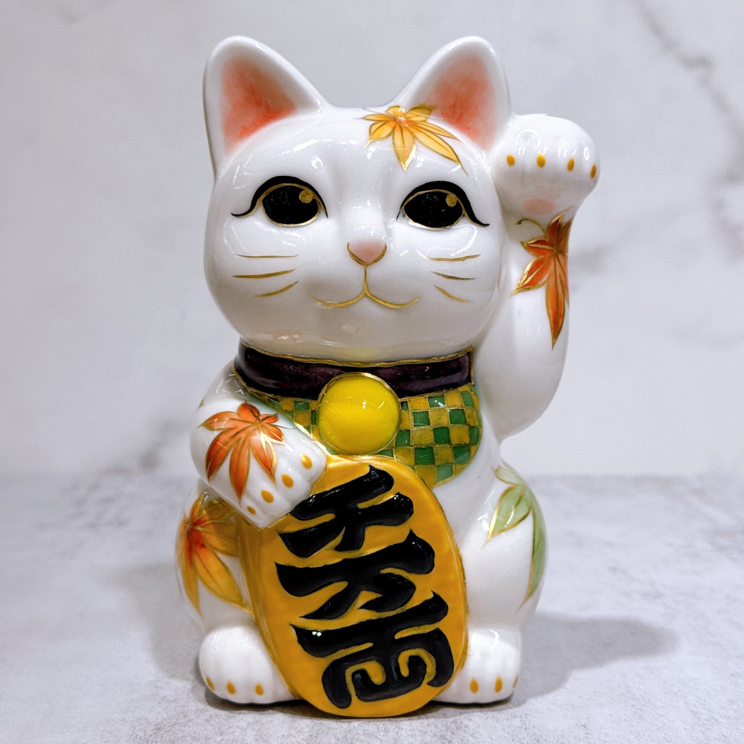 日本清水燒招財貓 色繪 金閣寺 猫守