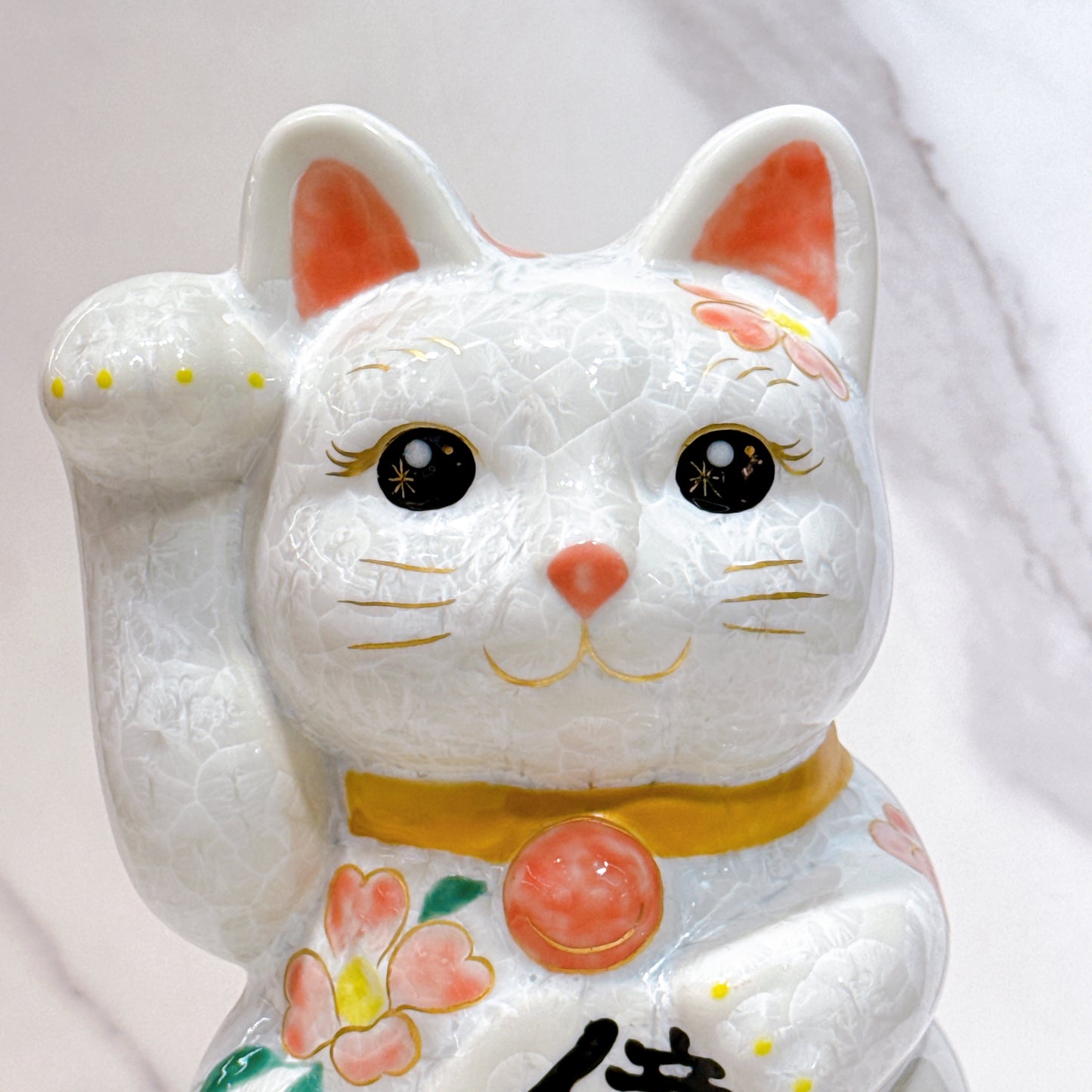 Japanese Kiyomizu-yaki lucky cat flower crystallization, millions of taels of flower, extra large right