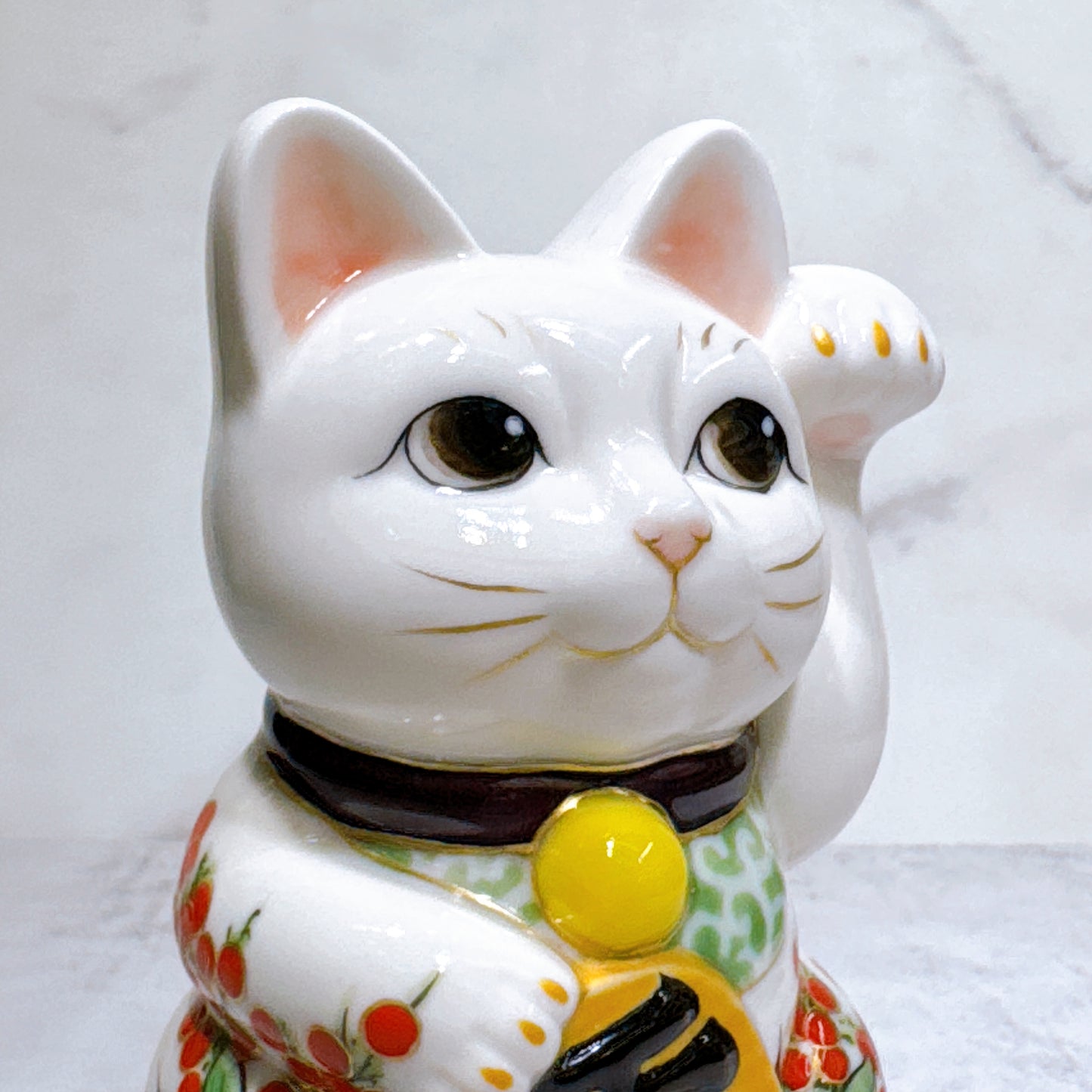 日本清水燒招財貓 色繪 鄉守柴福