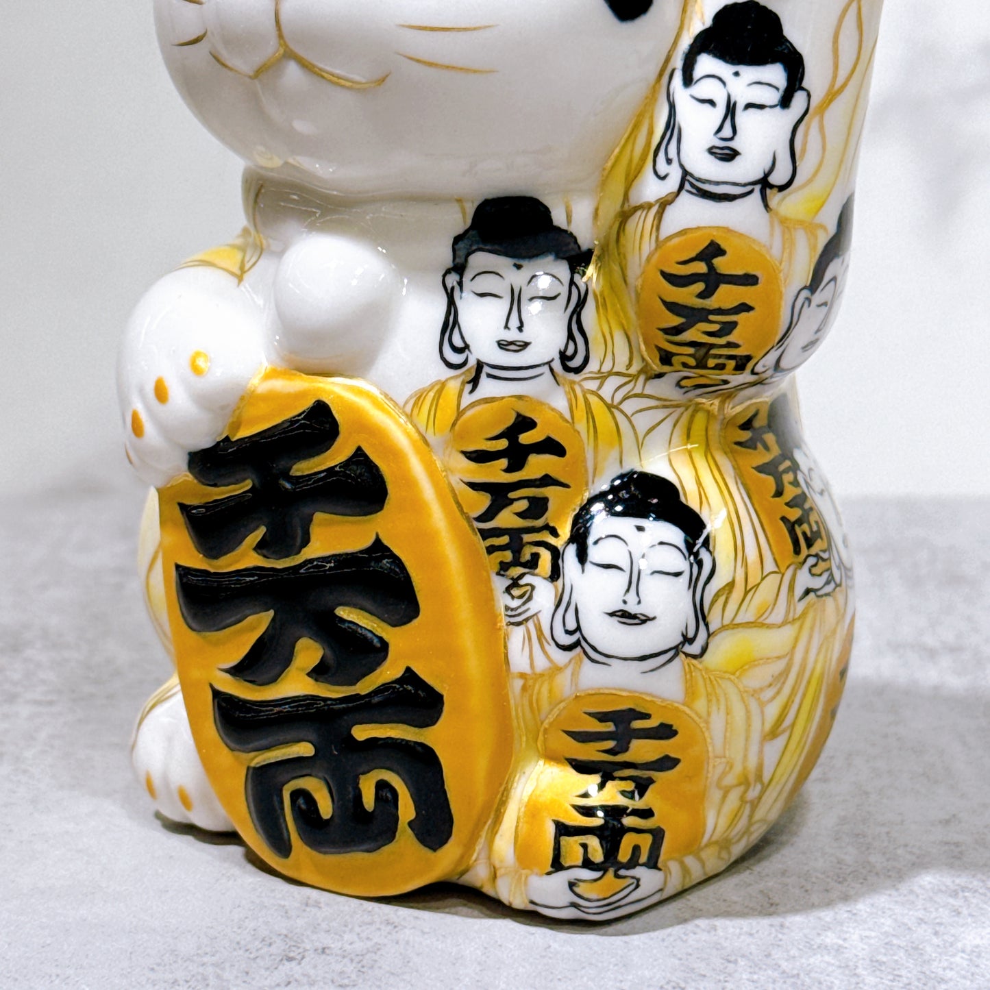日本清水燒招財貓 仫繪 佛陀 描詰
