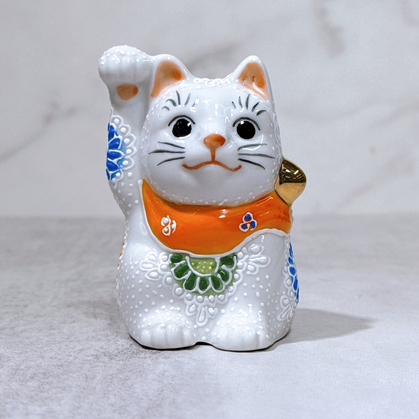 日本九谷燒招財貓 白盛2.5號