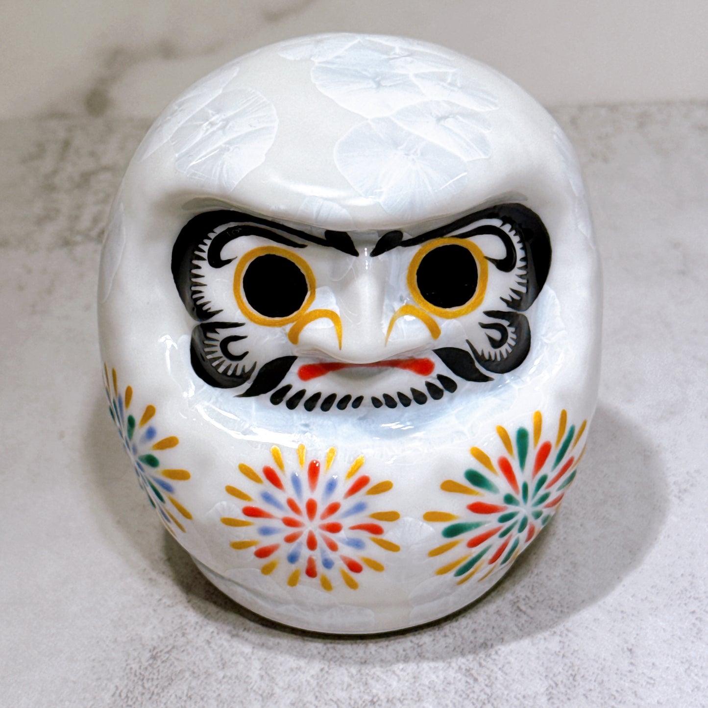 日本清水燒達摩 花結晶 白 花火 小號