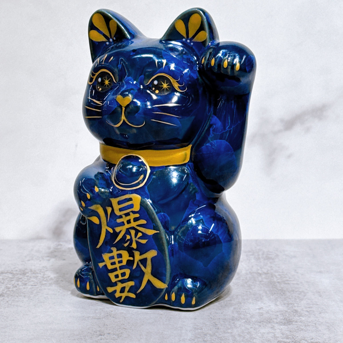 日本清水燒招財貓 青墨 左