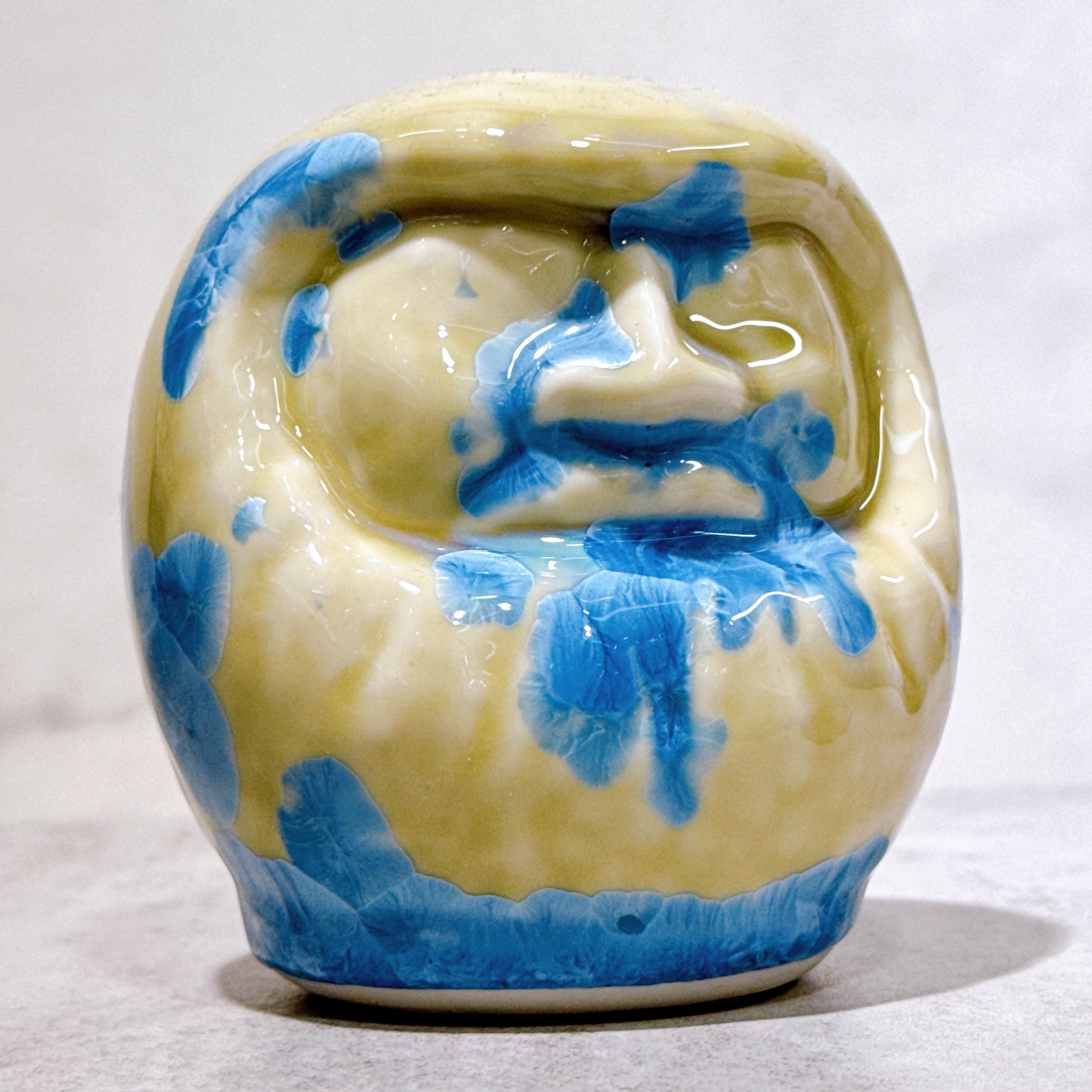 日本清水燒達摩 花結晶 縹 無地 小號
