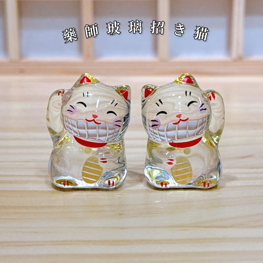 日本藥師玻璃招財貓