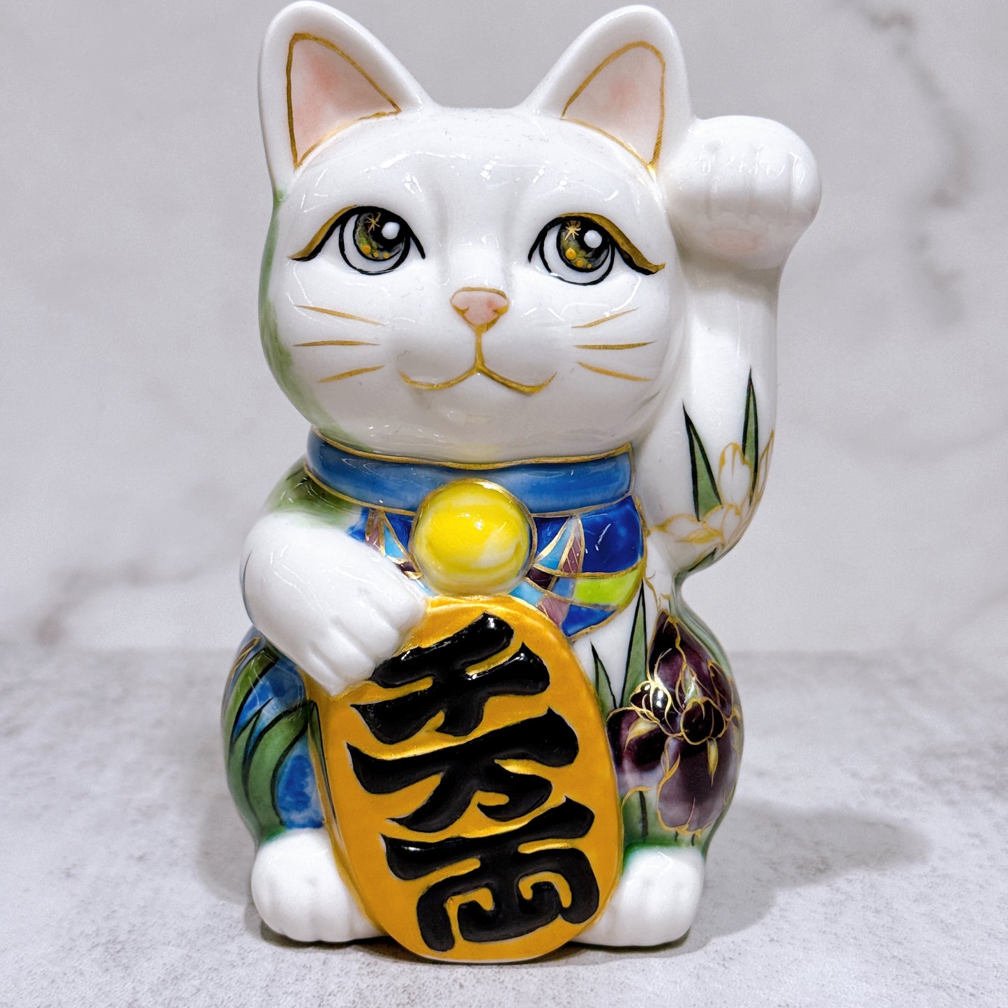 日本清水燒招財貓 色繪 上高地之貓