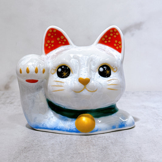 日本清水烧招财猫 达摩 花结晶 银藤 亿万两