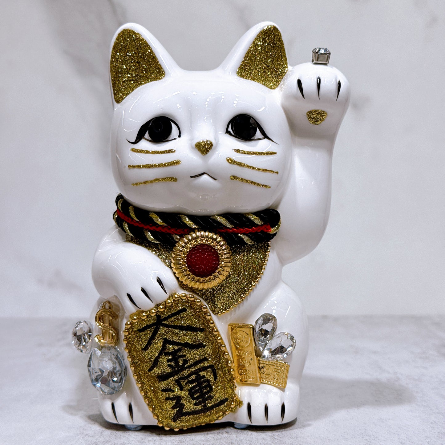 日本花見招財貓 大金運 5號 白