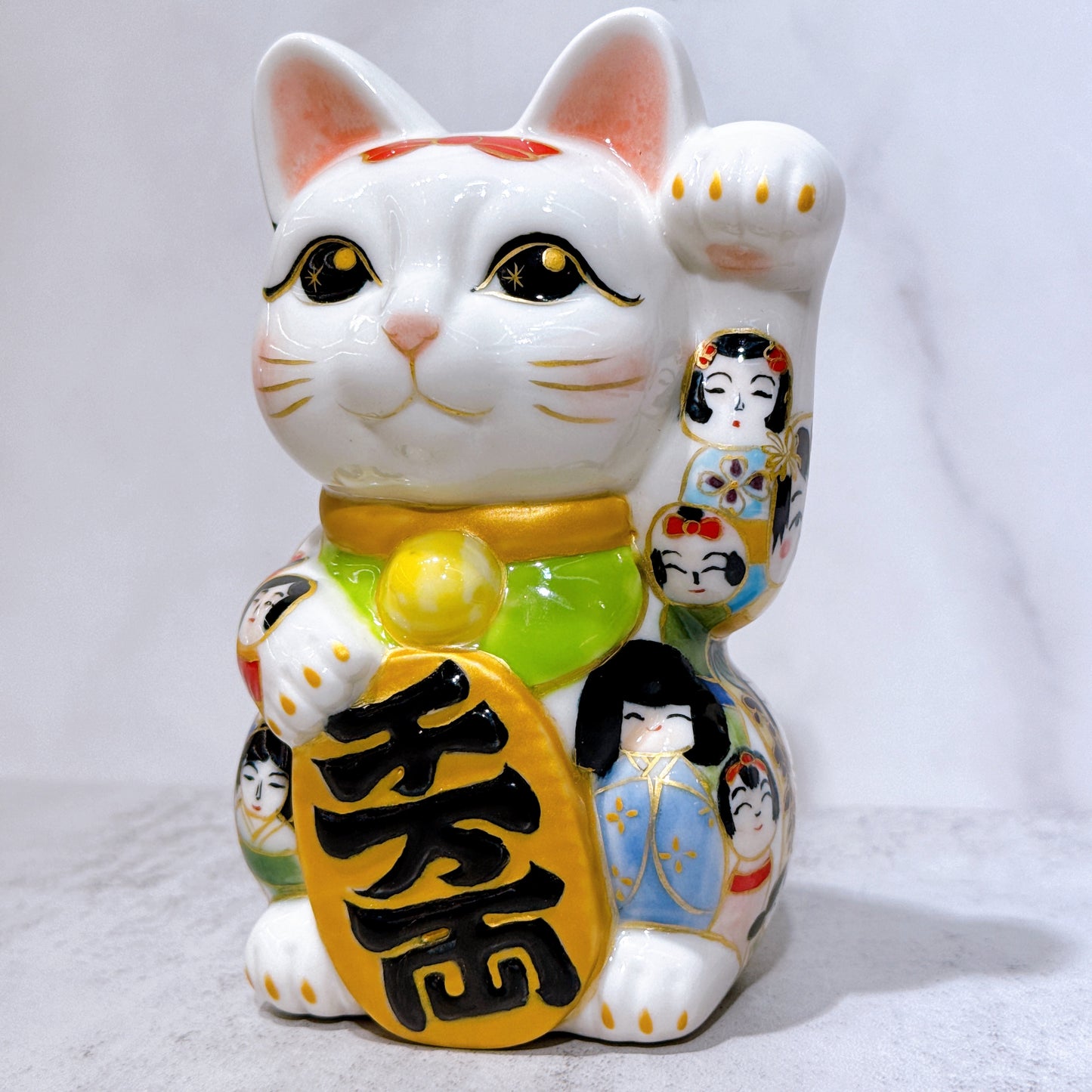 日本清水燒招財貓 仫繪 描日本娃娃