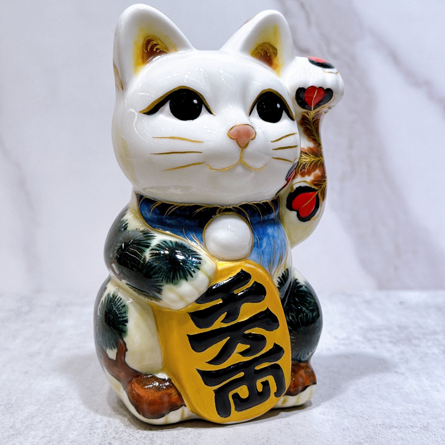 日本清水燒招財貓 色繪 鳳凰