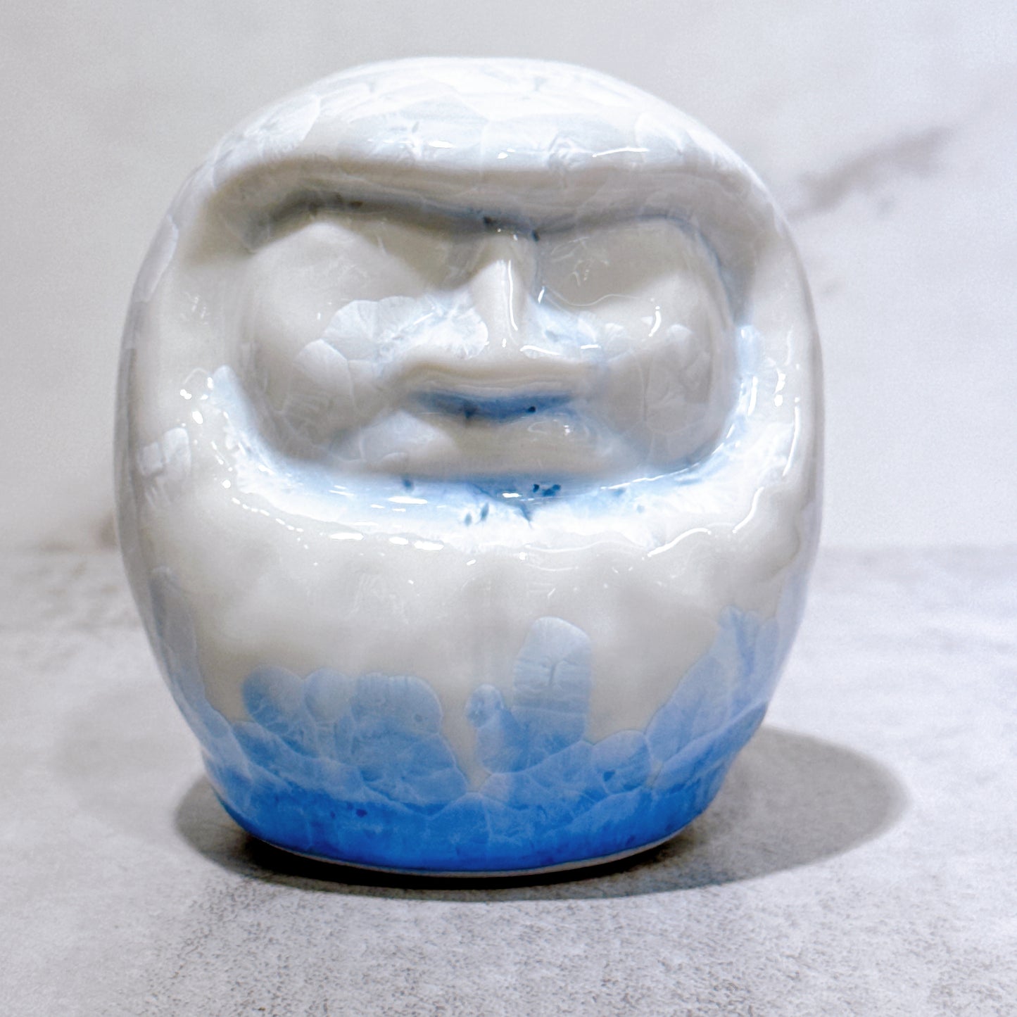 日本清水燒達摩 花結晶 青白 無地 小號