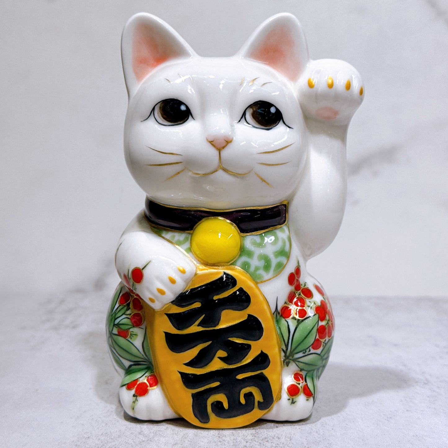 日本清水燒招財貓 色繪 鄉守柴福