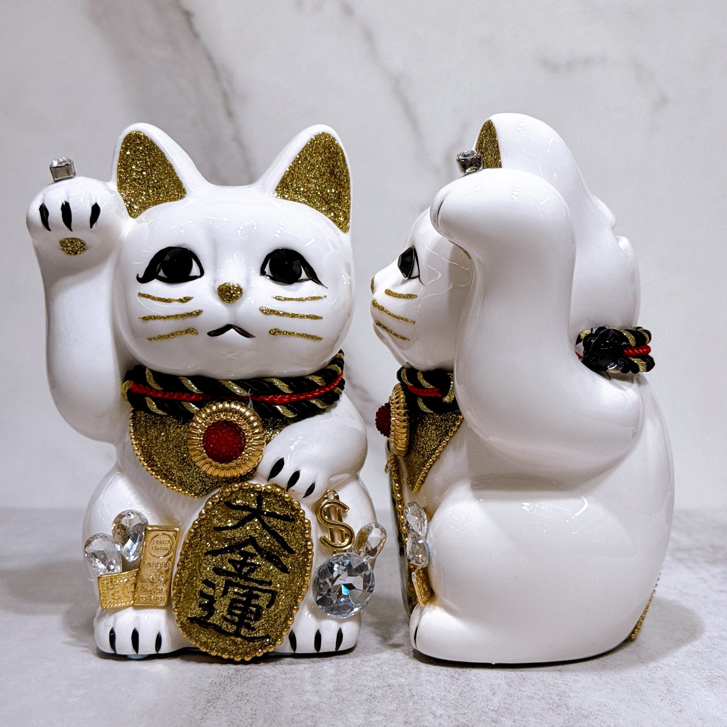 日本花見招財貓 大金運 5號 白