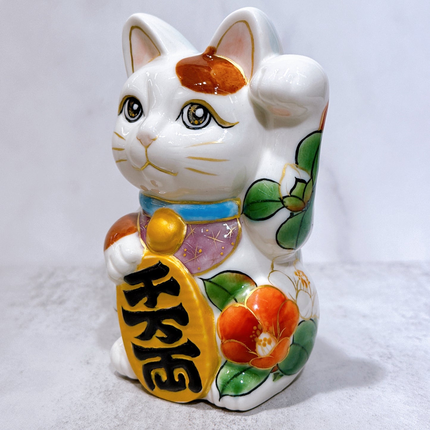 日本清水燒招財貓 色繪 白川鄉之貓
